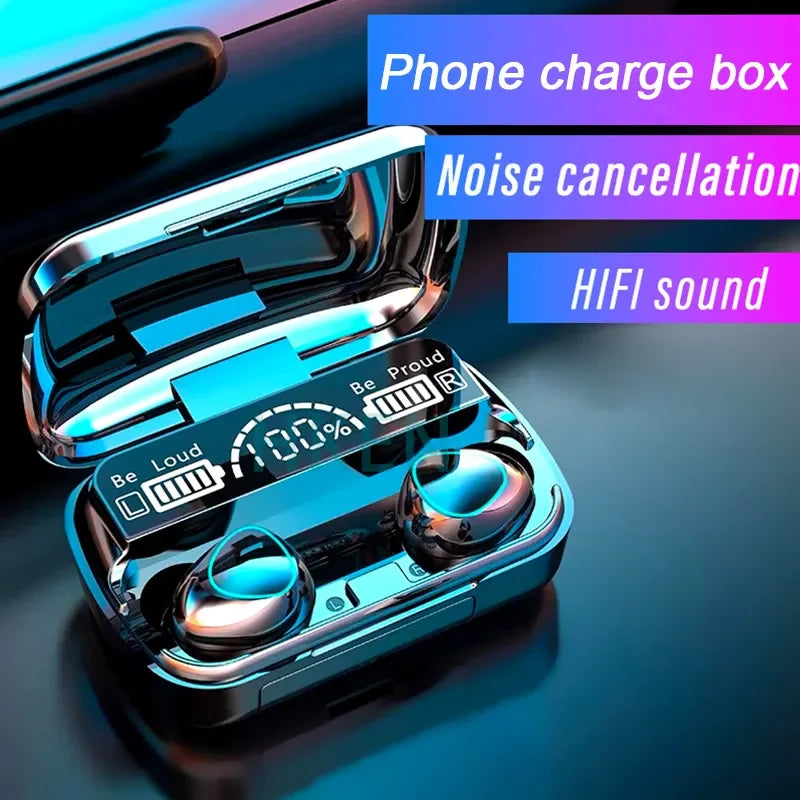 Fone, Bluetooth Headset with Charge Box for Phone Noise Cancelling Mic Earbuds Wireless Headphones Bluetooth Earphones