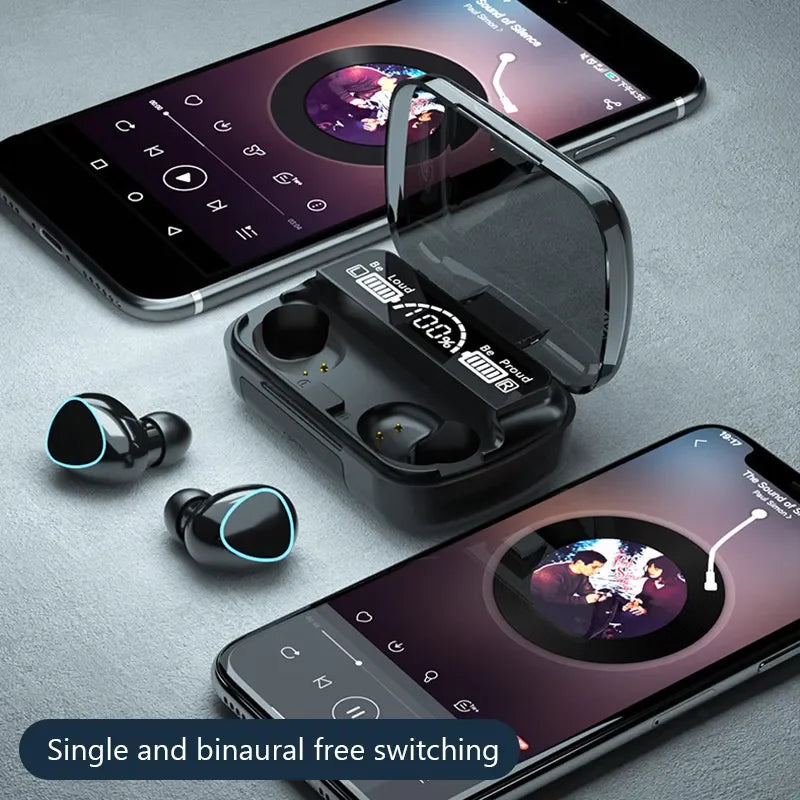 Fone, Bluetooth Headset with Charge Box for Phone Noise Cancelling Mic Earbuds Wireless Headphones Bluetooth Earphones